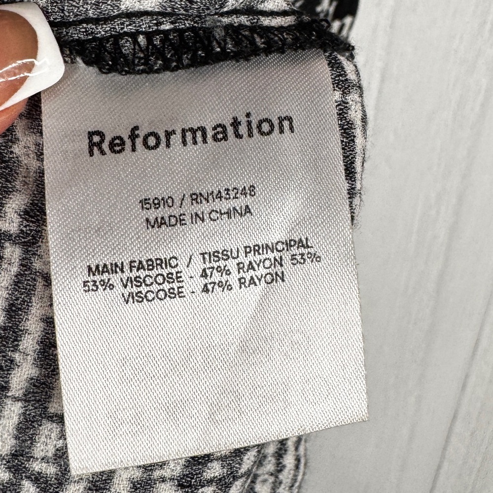 Reformation + Net Sustain Noha Printed Crepe Mini Dress - Black - Picture 11 of 11